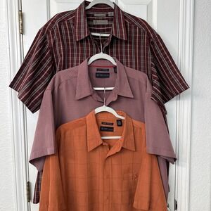 Lot Of 3 R&R Casual Men's XXL Shirts Short Sleeve Button Luxury Microfiber